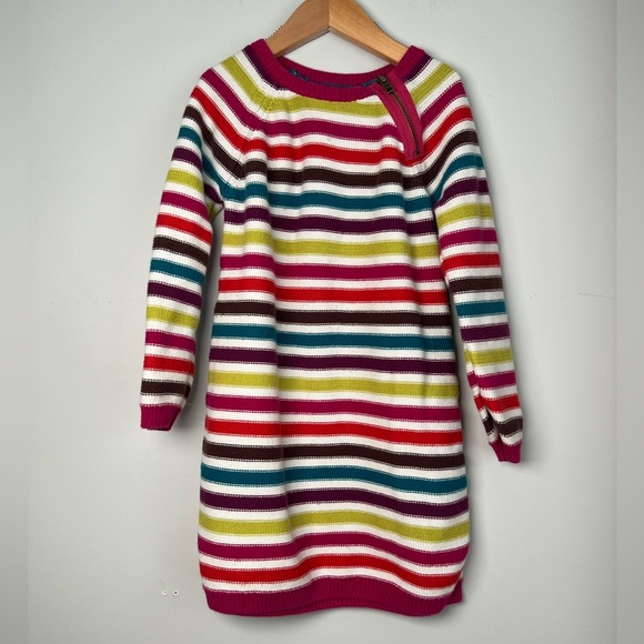 Tea Collection Multicolor Tunic Knit Dress Rainbow Stripes Size 6 Girls - Picture 1 of 6